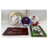 Christmas-Themed Decorative Plates, Trays