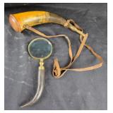 Powder Horn With Leather Strap, Horn-Handled Magni
