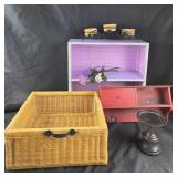 Decorative Wicker Baskets, Shelves, Metal Holder