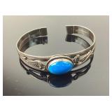 .925 Sterling Silver bracelet with blue stone