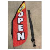 Red ï¿½Now Openï¿½ Feather Flag With Pole