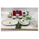 Holiday Plates, Glass Jars, Glassware, Tin