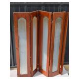 Wood Folding Panel With Frosted Glass Inserts