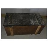 Wooden Storage Chest With Hinged Lid