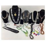 Costume Jewelry: Gold tone Locket, multi strand