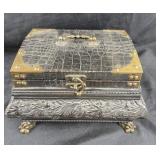 Decorative Metal And Faux Leather Jewelry Box
