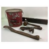 Primitive Hand Tools, Red Galvanized Minnow Bucket