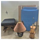 Foldable Cot, Ottoman & 2 Table Lamps