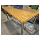 Wood Kitchen Table - Light Wood Top With Green