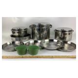 Stainless Steel Cookware With Plates, Cups