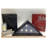Framed American Flag, Alpinist Lantern, 1950ï¿½s Sch