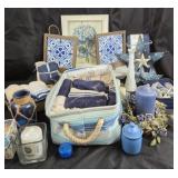 Home Decor Blue White Accents Towels Wall Art