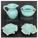MCM Turquoise Sugar & Creamer 4 Piece Set