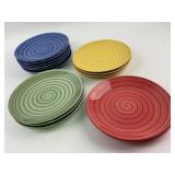 Swirl Salad Plates in Red, Yellow, Green, Blue