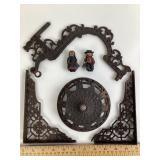 Cast Iron Shelf Figurines & Oil Lamp Wall Mount Co