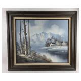 P. Klutz Winter Landscape Oil Painting
