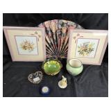 Floral Artwork, Ceramic Bowls, Crystal Dish