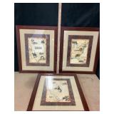 Framed Ornate Regional US States Art Maps