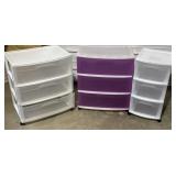 Three Sterilite 3 drawer cart organizers