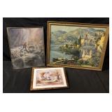 Framed artwork: landscape, guardian angel
