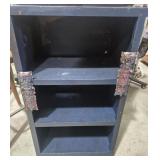 Wood Shelf Painted Blue With Ornate Metal