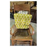 Wood Spindle Back Rocking Chair With Riveted Seat