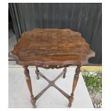 Wood Accent Table With Scalloped Edges