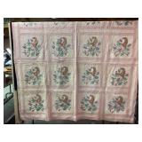 Pink Floral Cornucopia Hand-Stitched Quilt