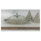 Lenox Holiday Butter Dish, Christmas Trees Salt/Pe