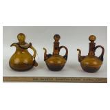 Amber Glass Cruets With Applied Handles