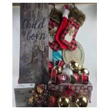 Christmas Decor, GE Lights, Cannon Tablecloth
