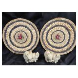 Homco Elephant Figurine 1993, Woven Straw Placemat