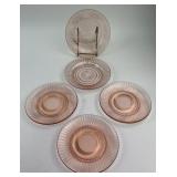 (5) Pink Depression Glass Plates