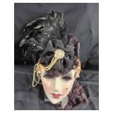 Ceramic Wall Mask With Feather, Pearl Accents