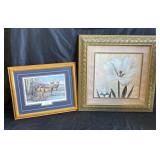 Framed artwork: Cautious Deer, Flower