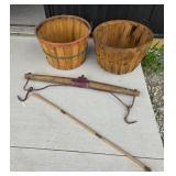 Wooden Apple Baskets, Hay Bale Scale