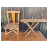 Wooden Chair And Folding Table