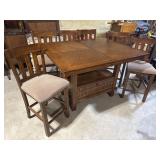 Counter height dining table, 6 chairs