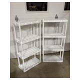2 plastic shelving units