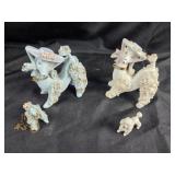 Porcelain Poodle Figurines With Chain