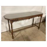 Wood console table glass top