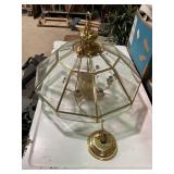 Brass glass hanging light fixture