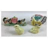 Ceramic Figurines With Ducks, Chicks, Hen