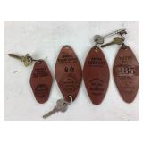 Hotel Room Keys With Leather Fobs