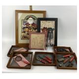 Framed Santa Artwork, Framed Utensils