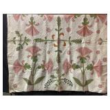 Hand-Stitched Floral Applique Quilt