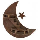 Wooden Moon Wall Shelf w/ Star Design