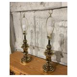 2 brass table lamps, no shades
