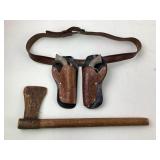 Toy Cap Guns, Leather Holster, Hatchet