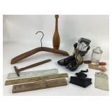 Photographs, Baby Shoes, Tools, Jar +